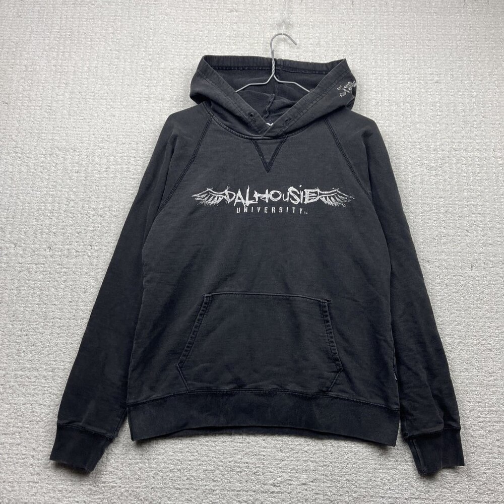 Y2K Dalhousie University Nova Scotia Hoodie Emo Goth Graphic Logo Sz M Black